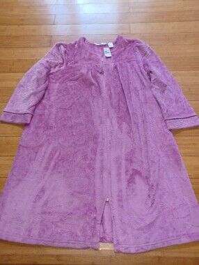 Jasmine Rose Ice Mauve Plush Zip-Front Robe